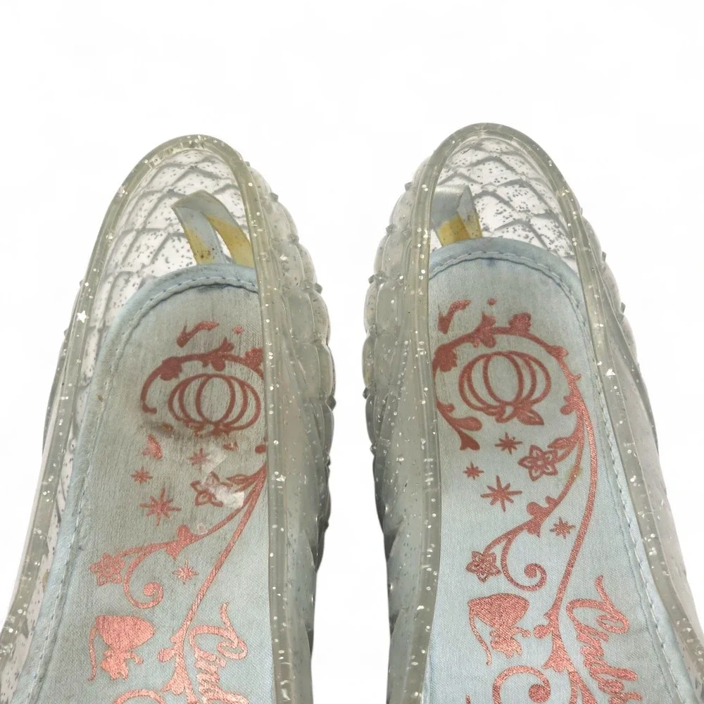 Disney Cinderella Light Up Glass Slipper Jelly Shoes Wedge Girls Youth Sz 2/3